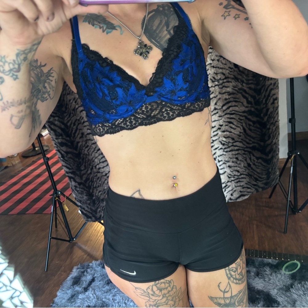 Blue and Black Lace Bralette